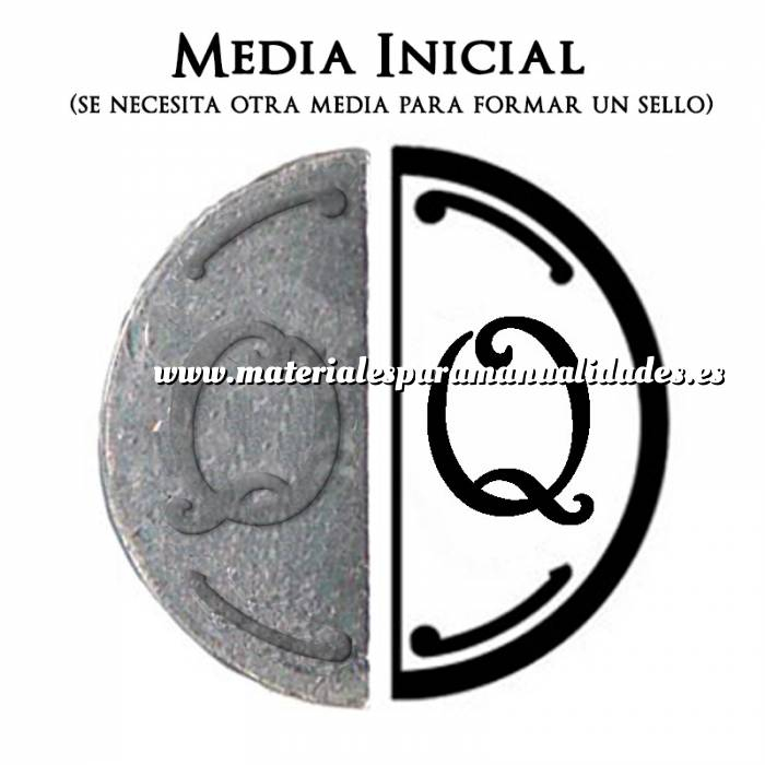 Imagen 2 Iniciales intercambiables Placa Media Inicial Q para sello vacío de lacre (Últimas Unidades) 