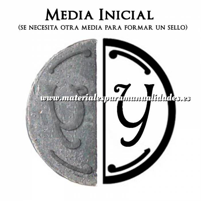 Imagen 2 Iniciales intercambiables Placa Media Inicial Y para sello vacío de lacre (Últimas Unidades) 