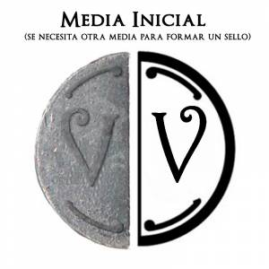 2 Iniciales intercambiables - Placa Media Inicial V para sello vacío de lacre (Últimas Unidades) 