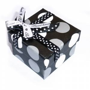 Cajitas para regalo - Cajita para anillos o regalitos - negra y lunares gris y blanco 