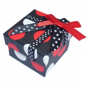 Cajitas para regalo - Cajita para anillos o regalitos - negra y lunares rojo y blanco 