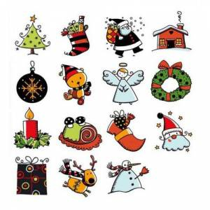 Imagen KITS 15 sellos Sellos Navidad. Incluye 15 diseños y 1 tampón negro (Últimas Unidades) 