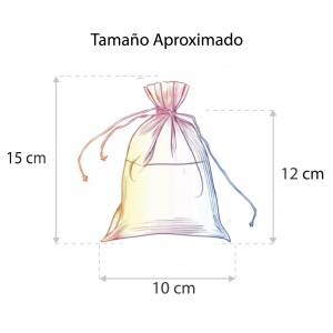 Imagen Tamaño 10x15 cms. Bolsa de organza GRIS PLATA 10x15 CAPACIDAD 10x12 cms. 