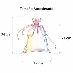 Imagen Tamaño 15x24 cms. Bolsa de organza BLANCA 15x24 CAPACIDAD 14x21 cms. 